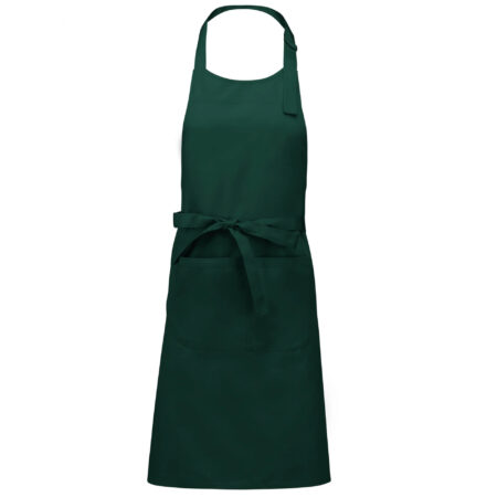 Cotton apron with pocket bottle green